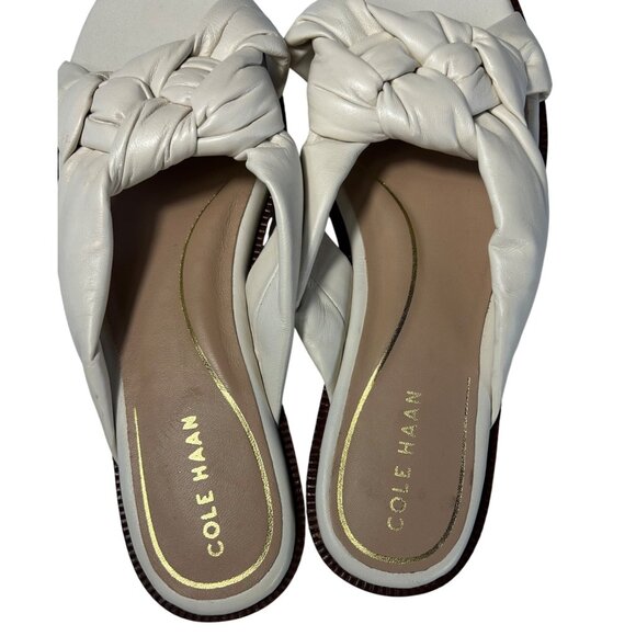 Cole Haan Womens 9.5 Narrow Anica Lux Ivory Knotted Slide Sandals Leather Upper - Picture 3 of 8